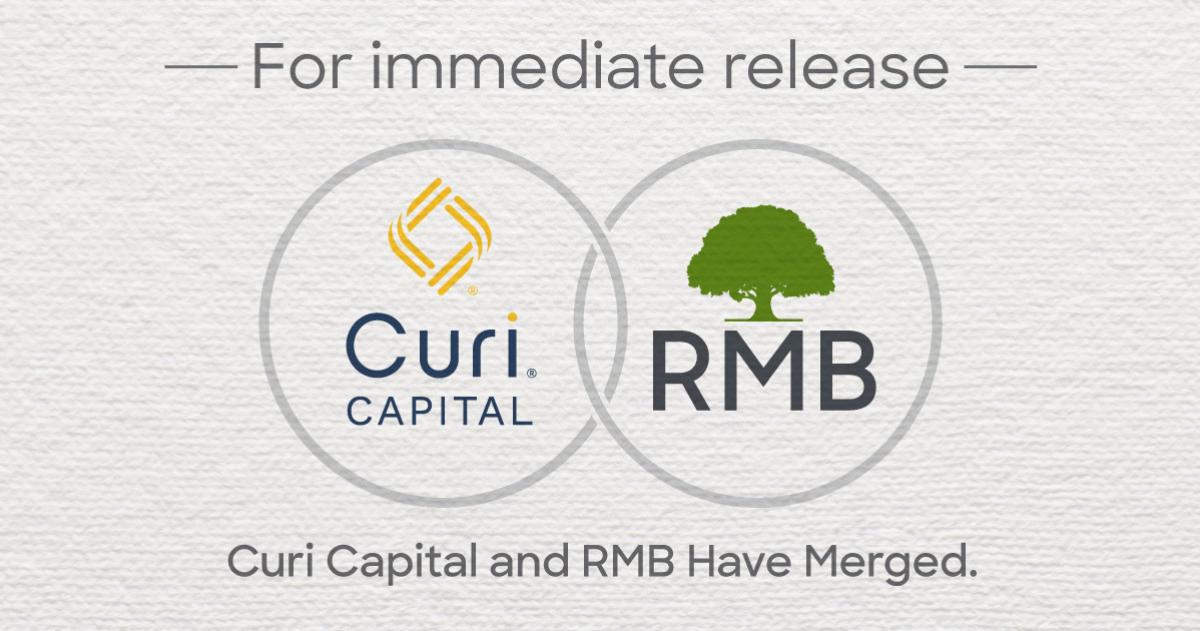 Image stating for immediate release Curi Capital and RMB have merged. Curi and RMB Logos are displayed in a ring graphic 